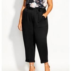 NWT Black City Chic Run Wild Paperbag Waist Pants